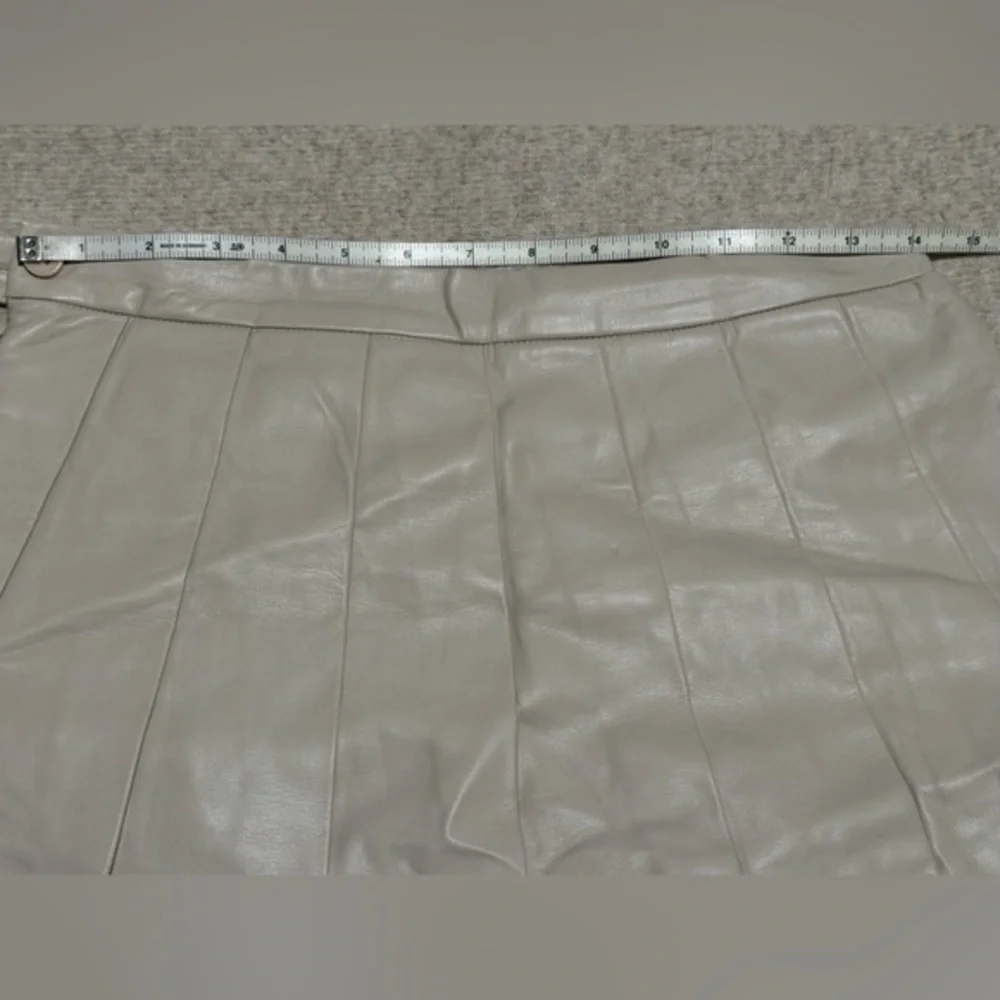 Neutral Taupe Faux Leather Skirt